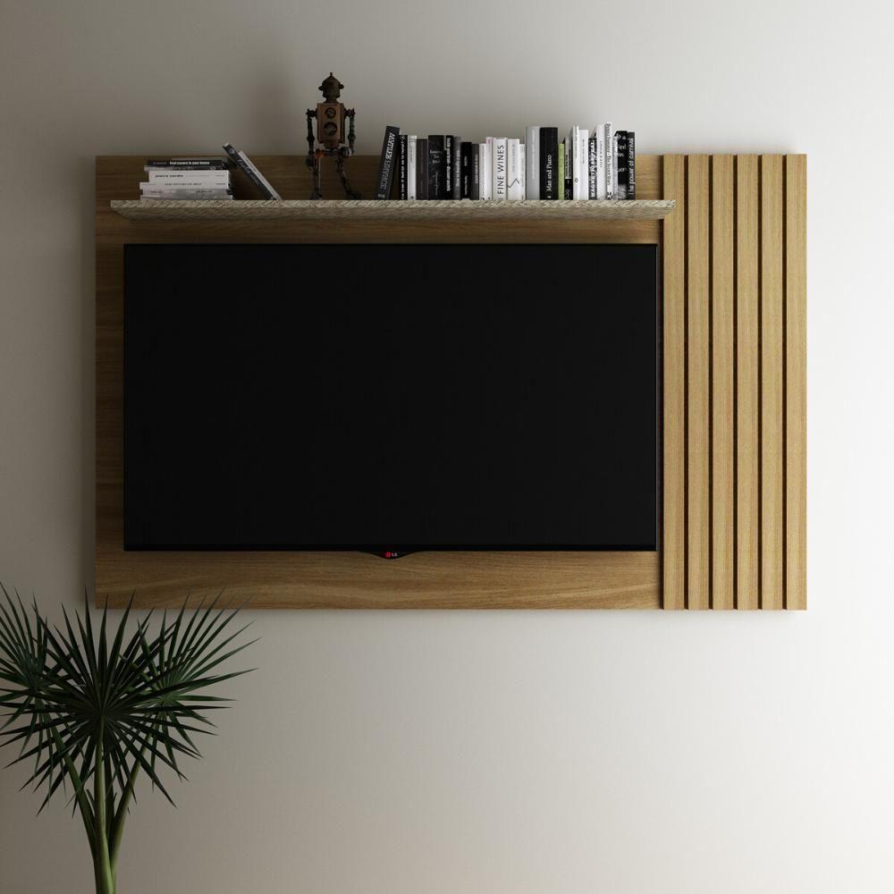 Miniatura Painel Para Tv Até 52 Polegadas 160cm Com Prateleira Multimóveis Cr45272 Amêndoa/palha