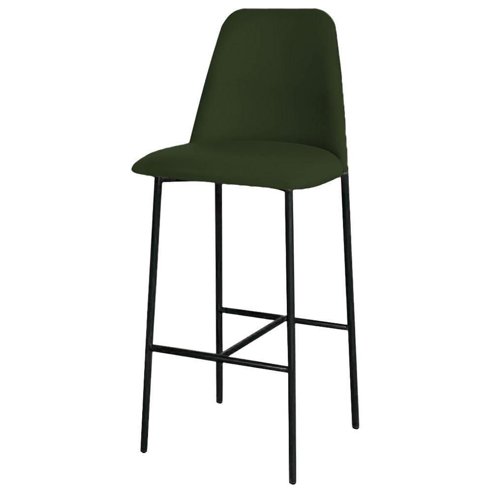 Miniatura Banqueta Turquia Veludo Verde Escuro Em Metal Preto