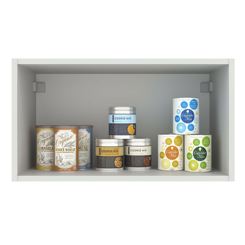 Miniatura Armário Aéreo Madesa Agata 60 cm 1 Porta Basculante Branco/Preto Cor:Branco/Preto