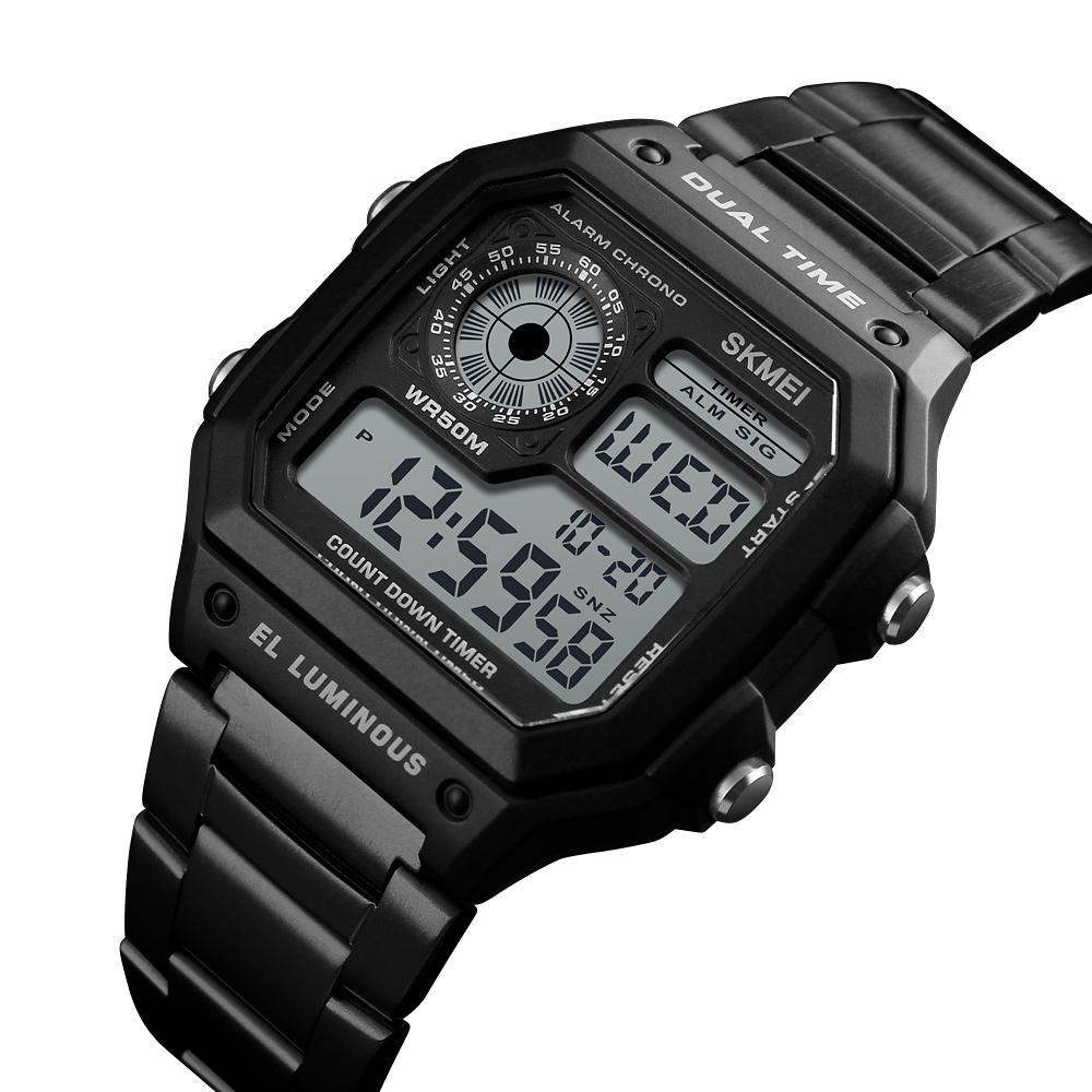 Miniatura Relógio Masculino Skmei 1335 Esportivo Quadrado Led Preto