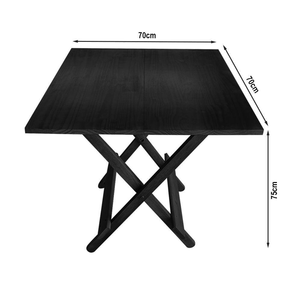 Miniatura Jogo De Mesa Bar 70x70 Com 4 Cadeiras Dobrável Em Madeira Preto