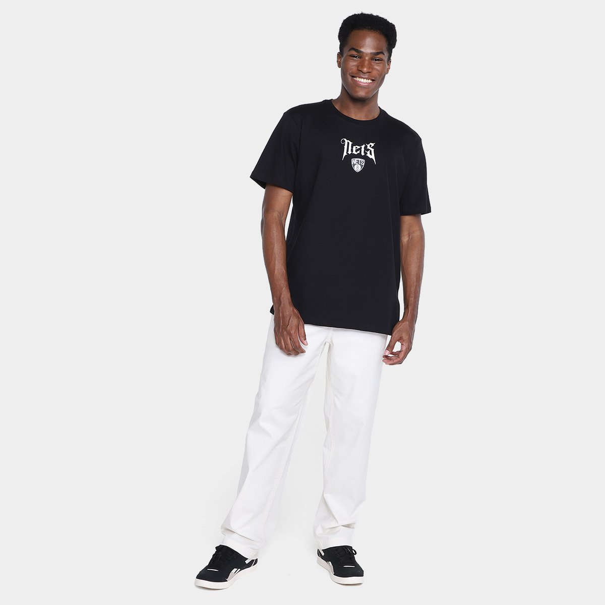 Miniatura Camiseta NBA Brooklyn Nets Paisley Masculina Preto - P