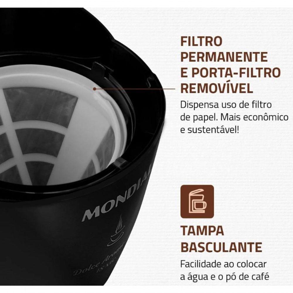 Miniatura Cafeteira Eletrica 18 Xicaras 550w Mondial Luxx Black 110V