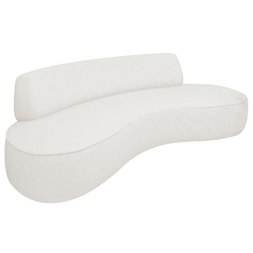 Sofá Curvo 200cm 3 Lugares E 1 Poltrona Orgânica Amsterdã Bouclé - Amarena Móveis Cor Branco