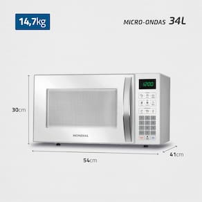 Micro-ondas Mondial MO-02-34-W com 10 Ajustes de Potência e Função Tira Odor – 34L Branco 110V