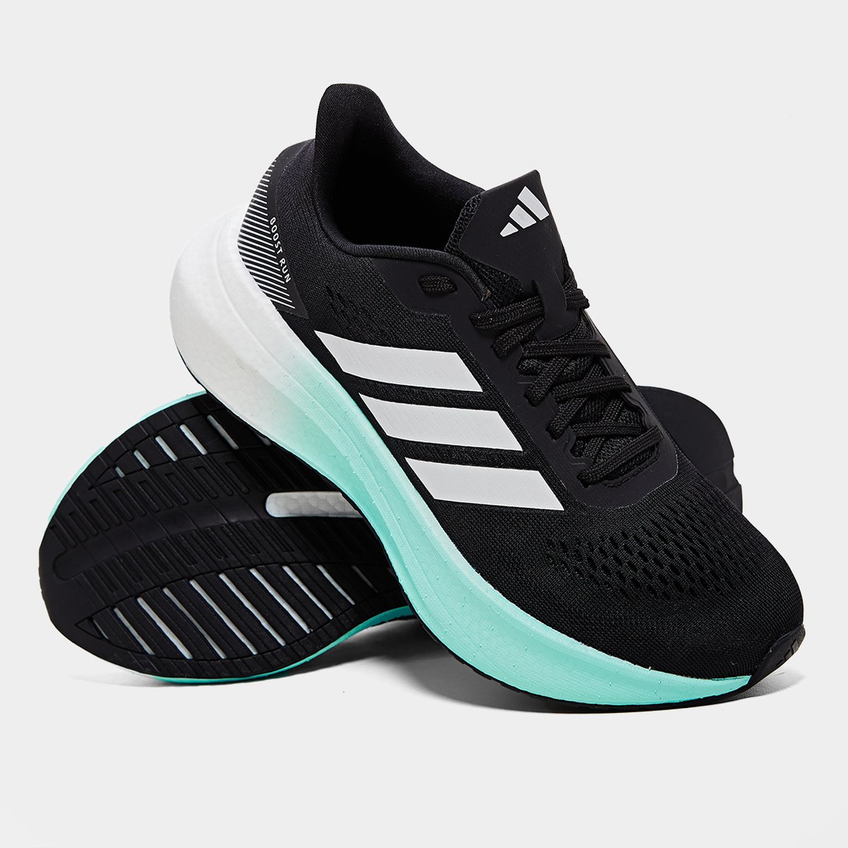 Miniatura Tênis Adidas Boost Run Feminino Preto+Verde Água - 34