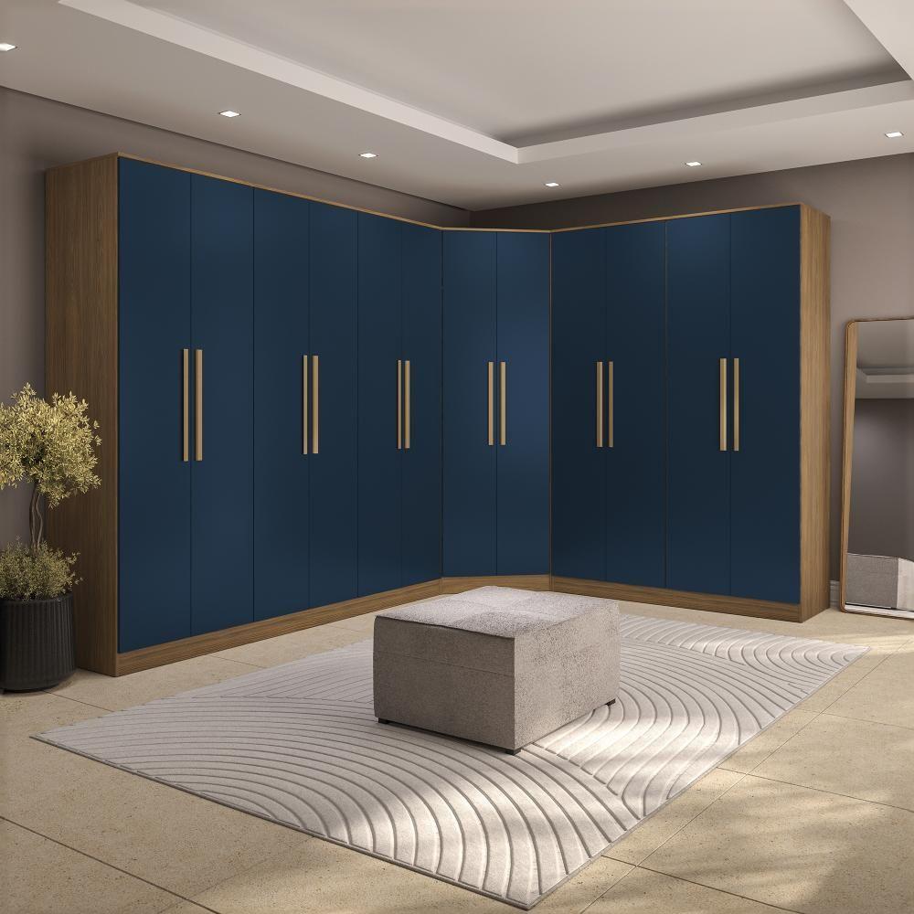 Miniatura Quarto Modulado Kappesberg Adapt Nogueira-azul Profundo 12 Portas 342cm X 263cm