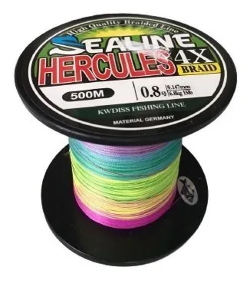 Miniatura Linha De Pesca Hercules Multifilamento 500M 4Fios Multicolor