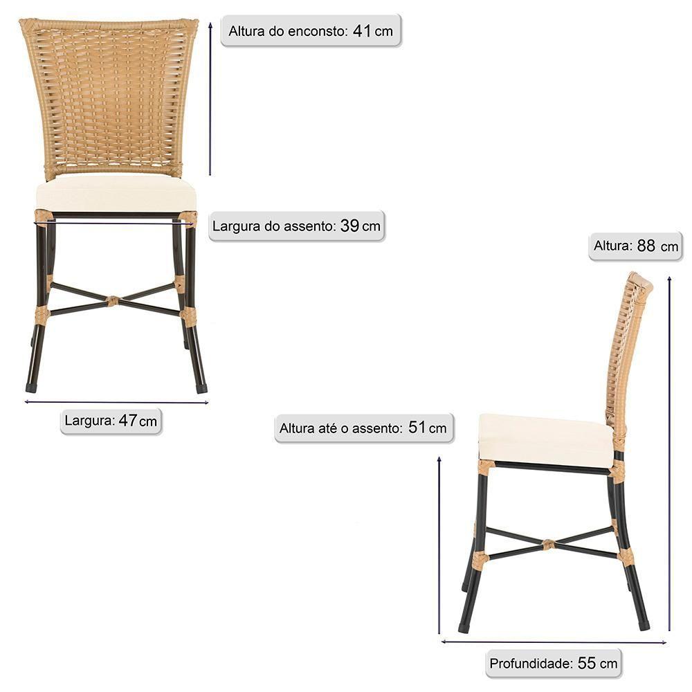 Miniatura Cadeira De Jantar Reforçada Em Alumínio E Fibra Estofado Impermeavel 4Unds Capuccinoráfia A01