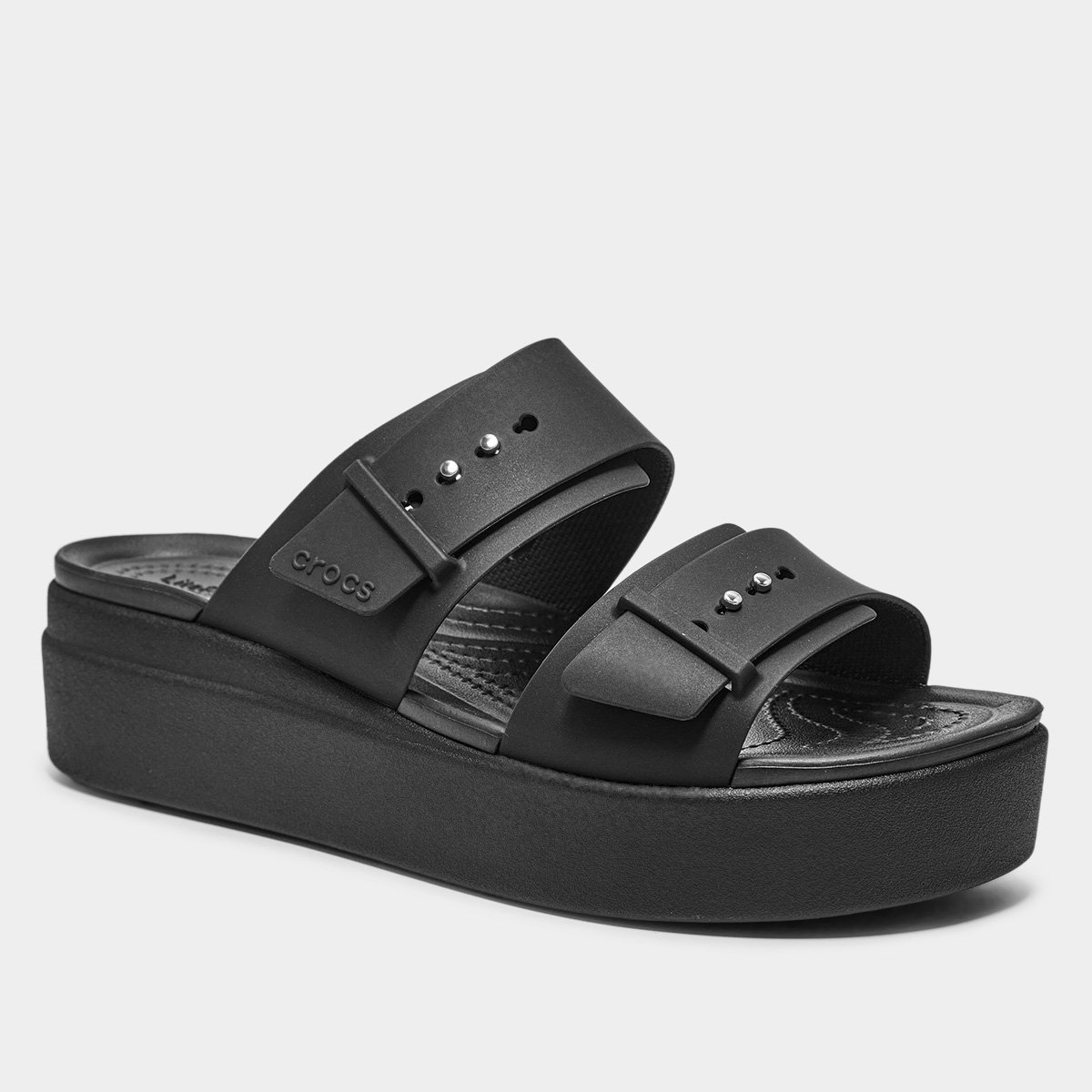 Miniatura Sandália Crocs Brooklyn Buckle LowWdg Feminina Preto - 35