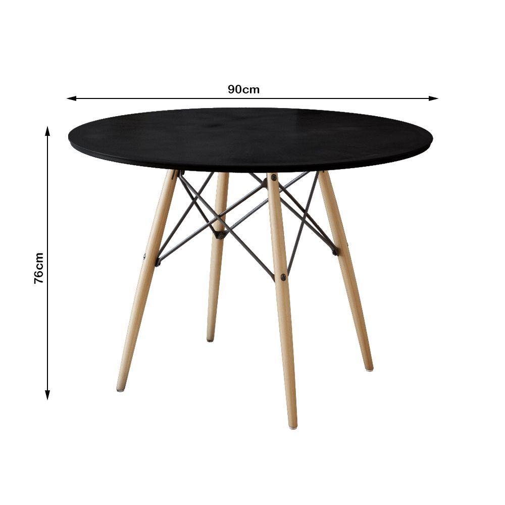 Miniatura Mesa Eames Eiffel Tampo De Madeira 90Cm Preto - Cor: Preto
