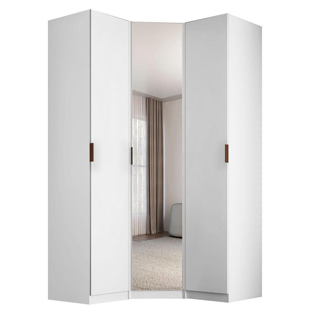 Miniatura Módulo Guarda-roupa de Canto Obliquo Espelho 3 Portas Mdf Clean Altezza Branco
