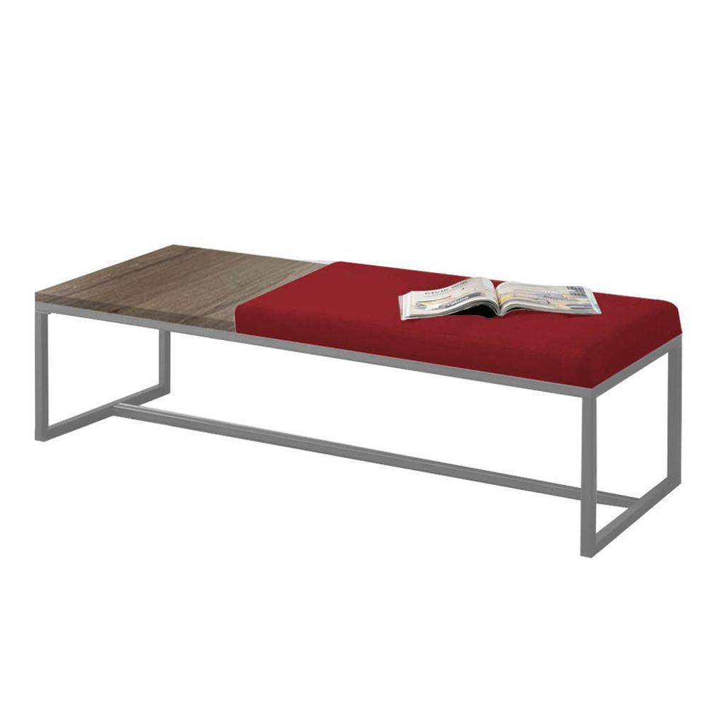 Miniatura Calçadeira Recamier Londres 160cm Cinza Sintético Vermelho Mdf Castanho - Ahazzo Móveis