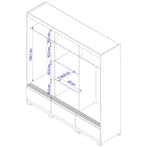 Guarda-Roupa Bartira Monza com 3 Portas de Correr e 3 Gavetas - 199,8cm de largura Avelã e Capuccino