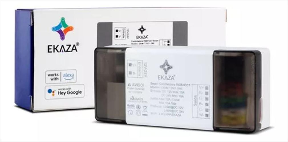 Miniatura Controladora Inteligente Rgb+Cct Fita Led Wifi+Ble Ekaza