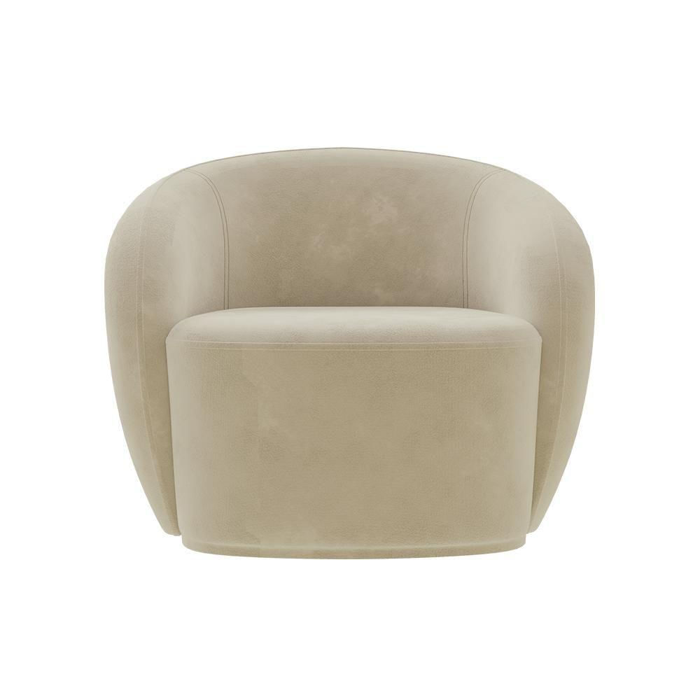 Poltrona Decorativa íbis Encosto Fixo Veludo Bege G33 Gran Belo