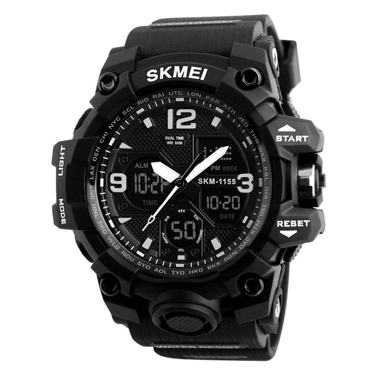 Miniatura Relógio Masculino Skmei Anadigi 1155 Preto