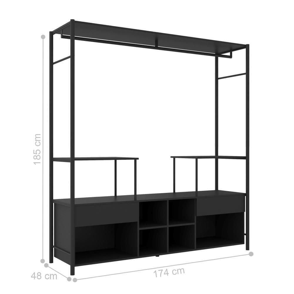 Miniatura Guarda Roupa Casal Industrial Preto/demolição Tama