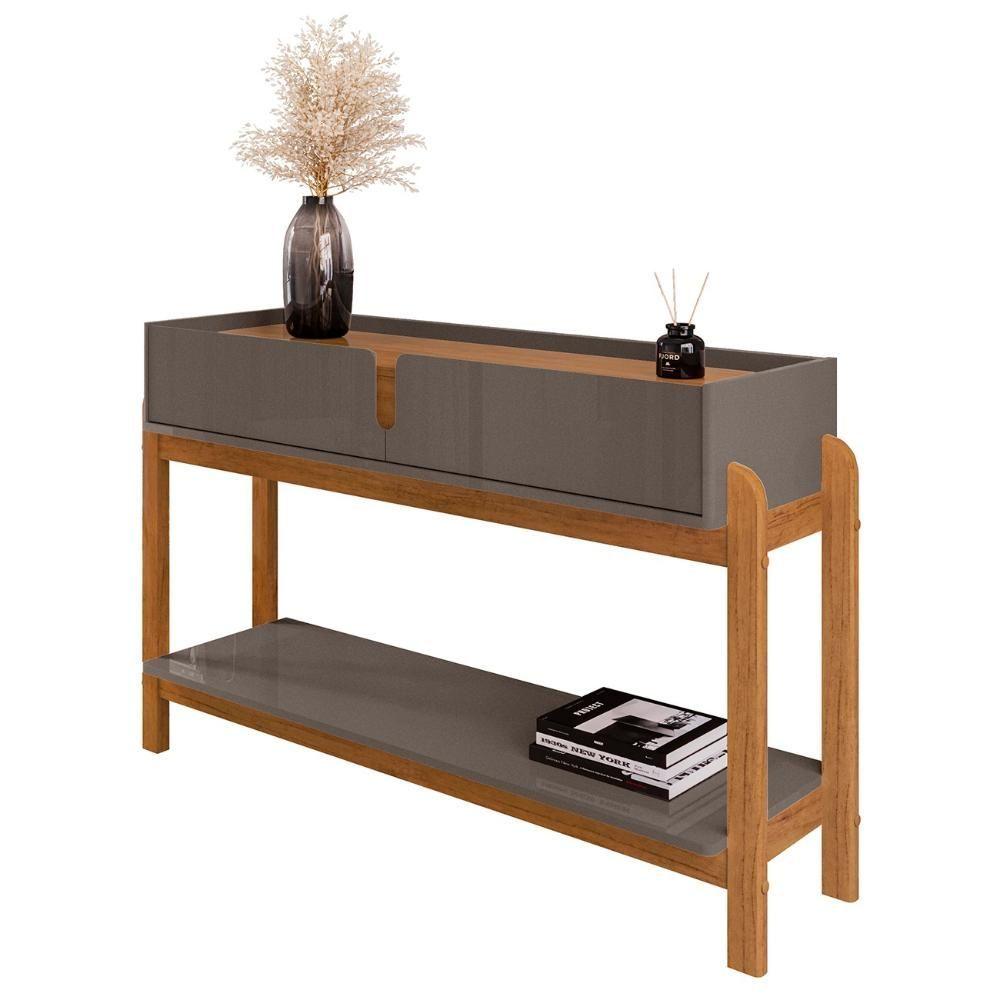 Miniatura Aparador De Sala 2 Gavetas 130cm Nay C14 Cinza Perola/cedro - Mpozenato