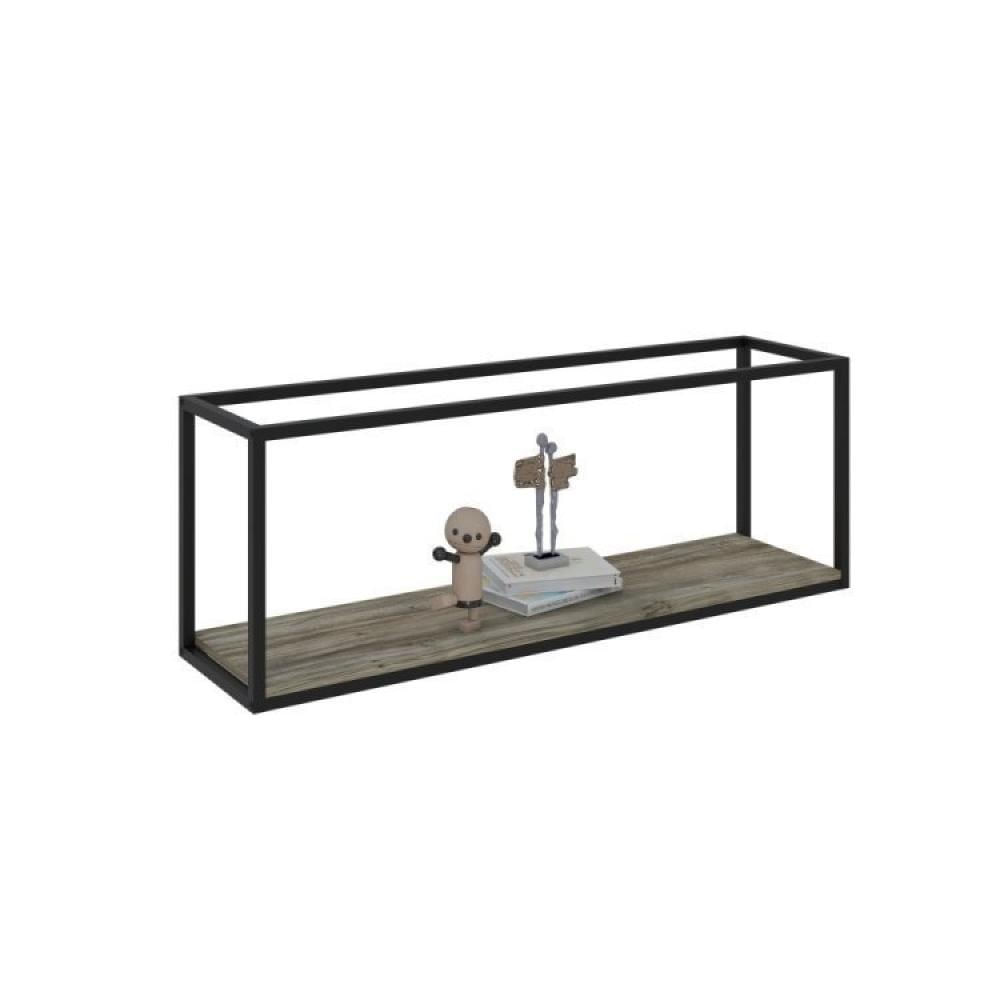 Conjunto Rack para TV até 50 Polegadas 1 Nicho Aéreo 1 Estante Estilo Industrial Active Yescasa Carvalho