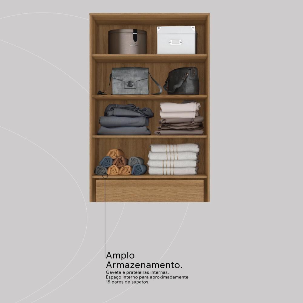 Miniatura Armário Multiuso Sapateira 2 Portas Com Espelho E 1 Gaveta Grife Amêndola Touch