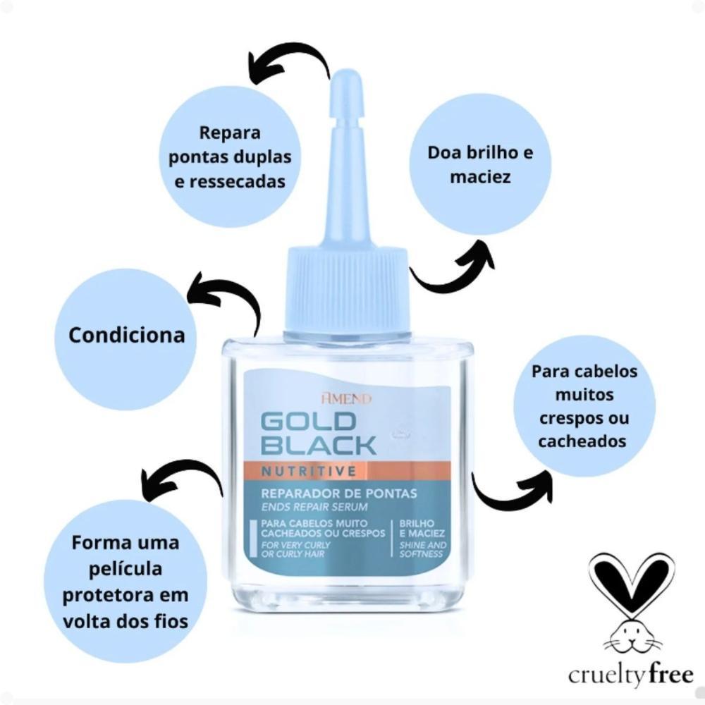 Kit Amend Gold Black Creme Amônia, Neutralizante E Reparador