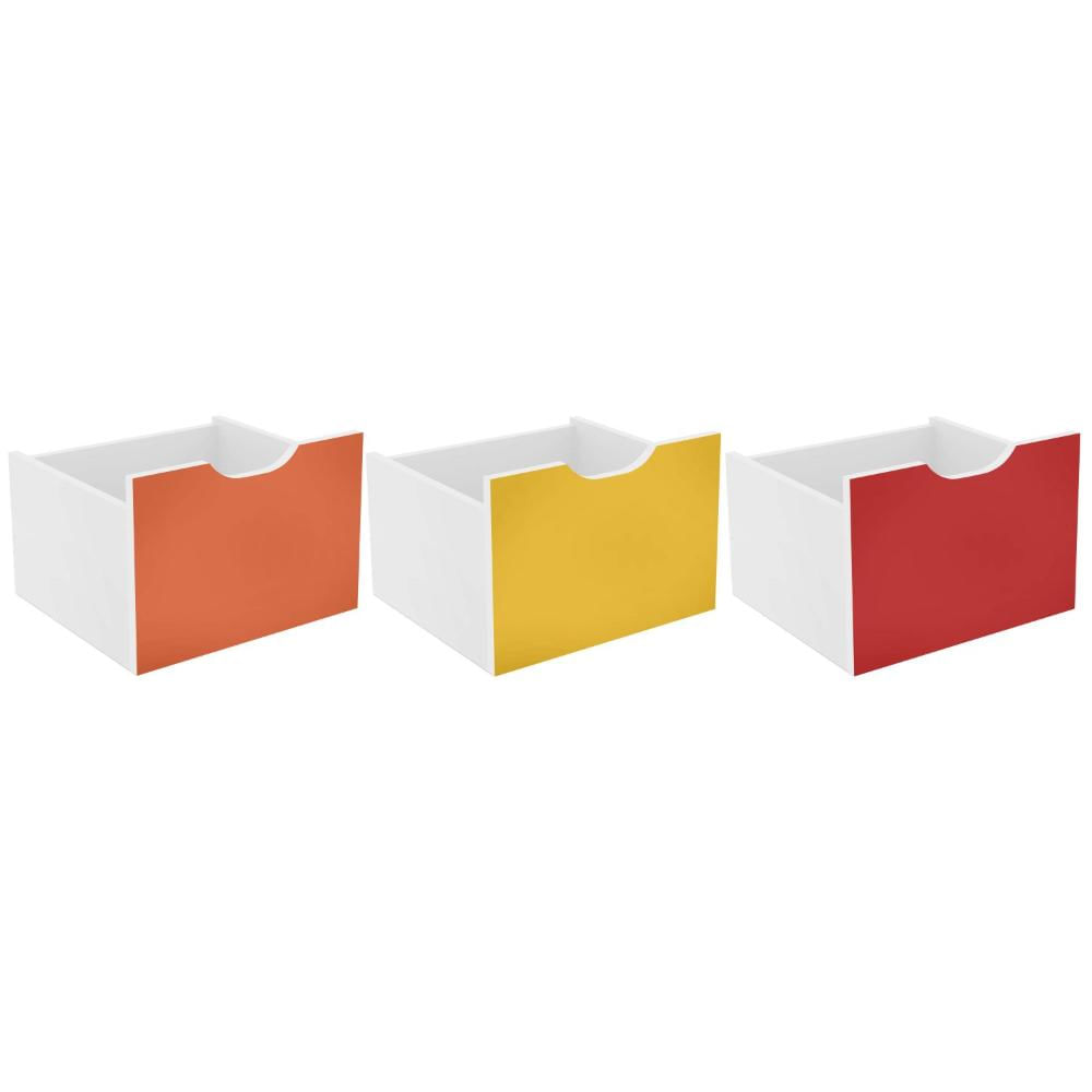 Nicho Organizador com 3 Gavetas Qmovi Branco/Colorido