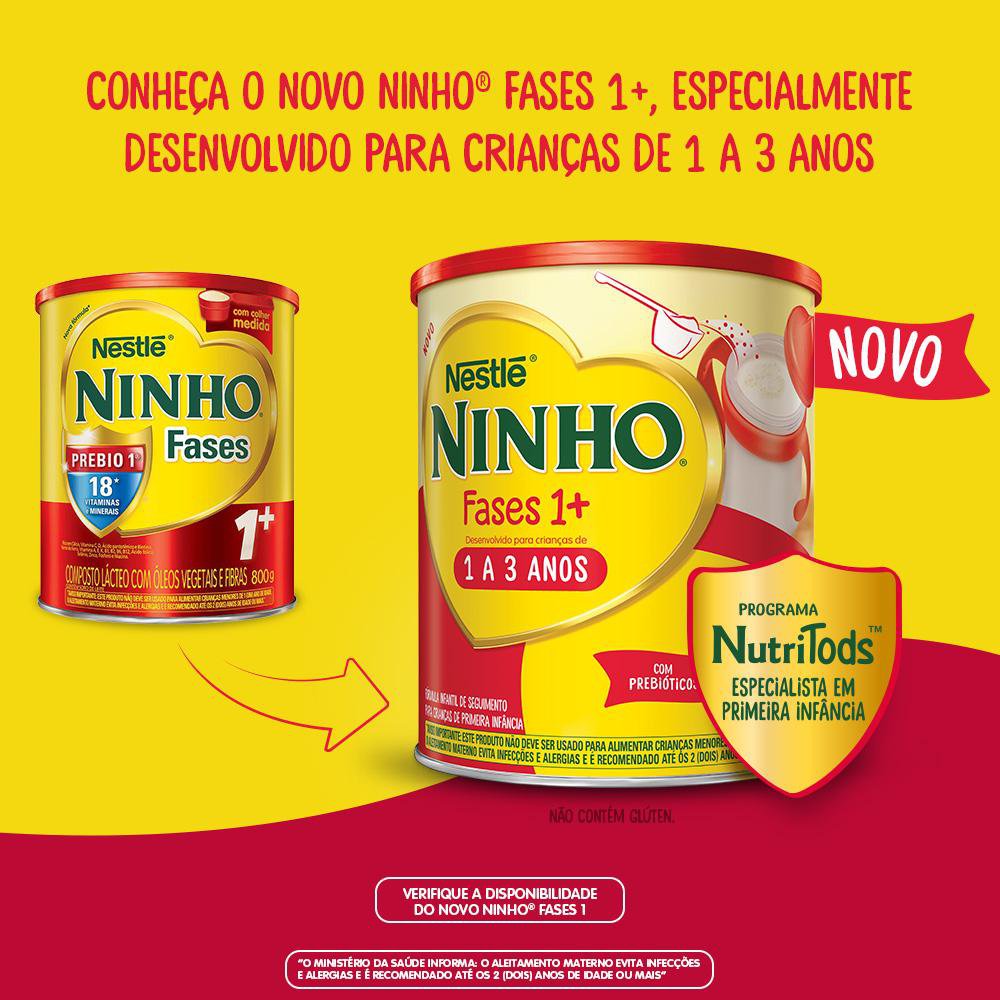 Miniatura Ninho Fases 1+ Fórmula Infantil de Seguimento para Crianças de Primeira Infância de 1 a 3 anos 800g
