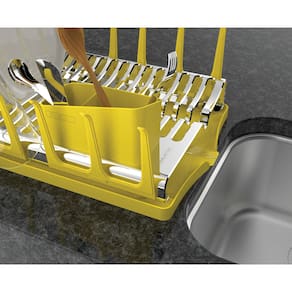 Miniatura Escorredor de Louças Tramontina Plurale em Aço Inox e Polipropileno – 54 cm Inox/Amarelo