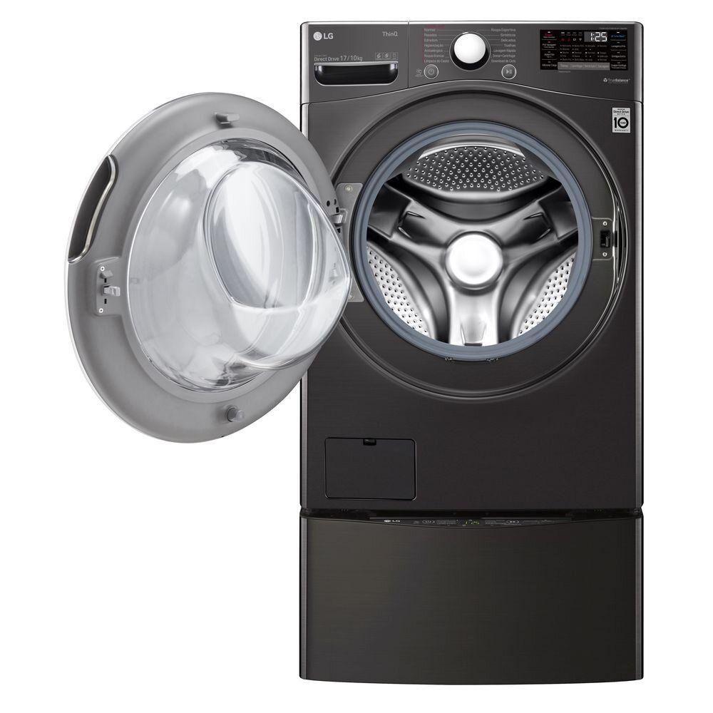 Miniatura Lavadora de Roupas Lava e Seca Smart LG Aço Escovado com Wi-Fi ThinQ 17KG Preto 220V WD17BV2S6B 220v