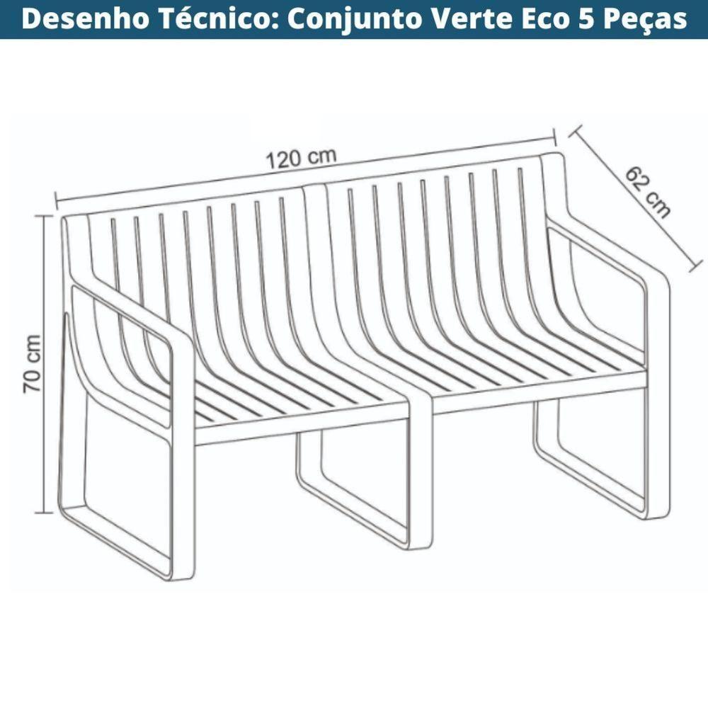 Miniatura Conjunto 2 Poltronas, 1 Sofá 2 Lug E 2 Mesas área Externa Verte Eco Rivatti Fibra Natural Café