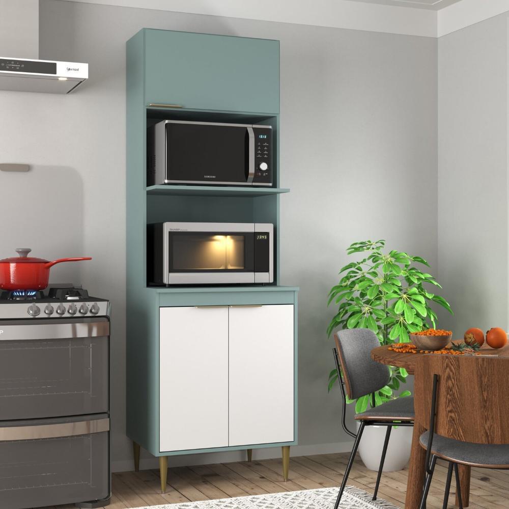 Miniatura Armário Torre Quente Forno e Micro 40 Litros Jade Grey/ Branco