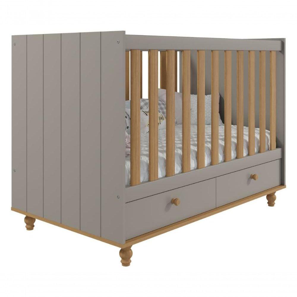 Miniatura Quarto De Bebê Com Berço Candy E Cômoda 1 Porta 3 Gavetas Casinha Permobili Fendi/nature