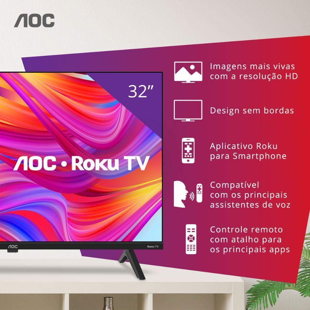 Smart TV AOC Roku 32 DLED HD Dolby Audio 32S5045/78G Preto Bivolt