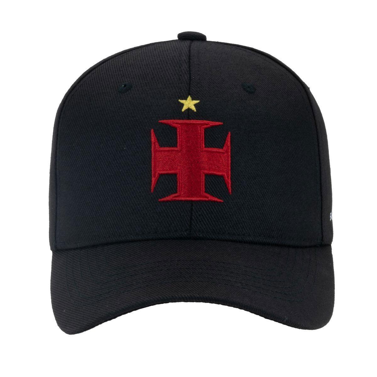 Miniatura Boné Vasco Da Gama Cruz De Malta Vermelho Em Preto Supercap