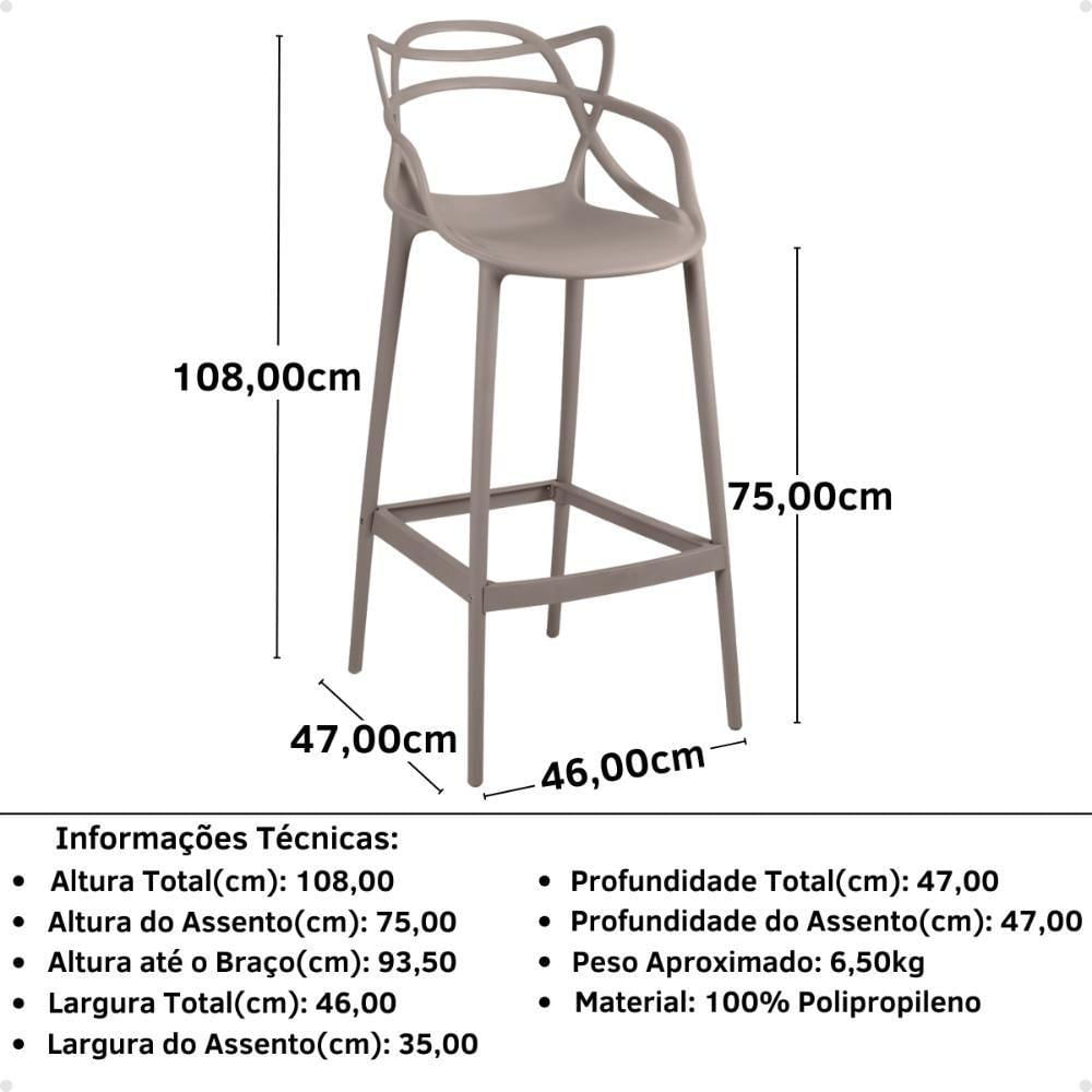 Kit 14 Banquetas Allegra Com Encosto Design Cozinha/bancada - Fendi