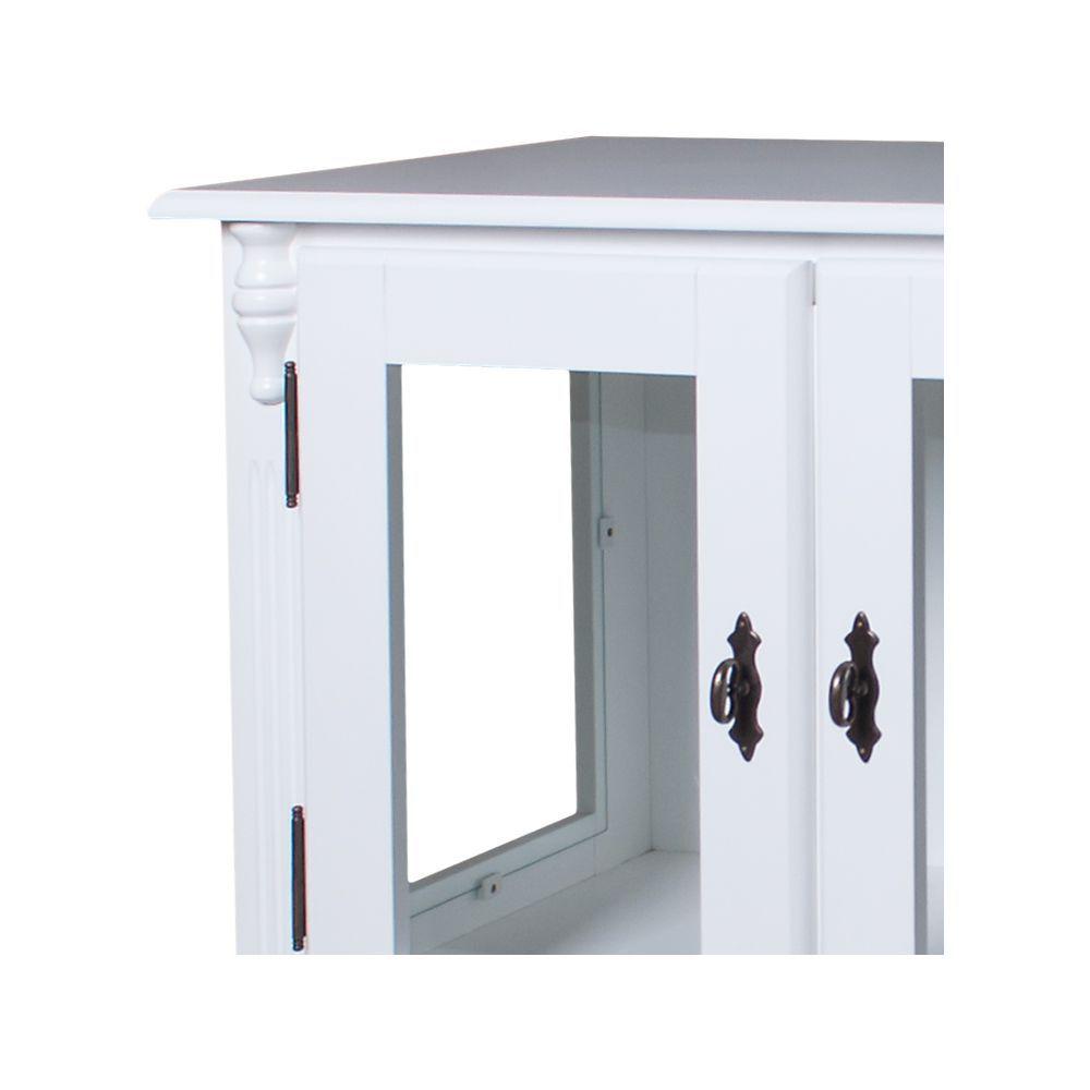 Miniatura Cristaleira Baixa Lateral 2 Portas de Vidro 1 Gaveta Branca