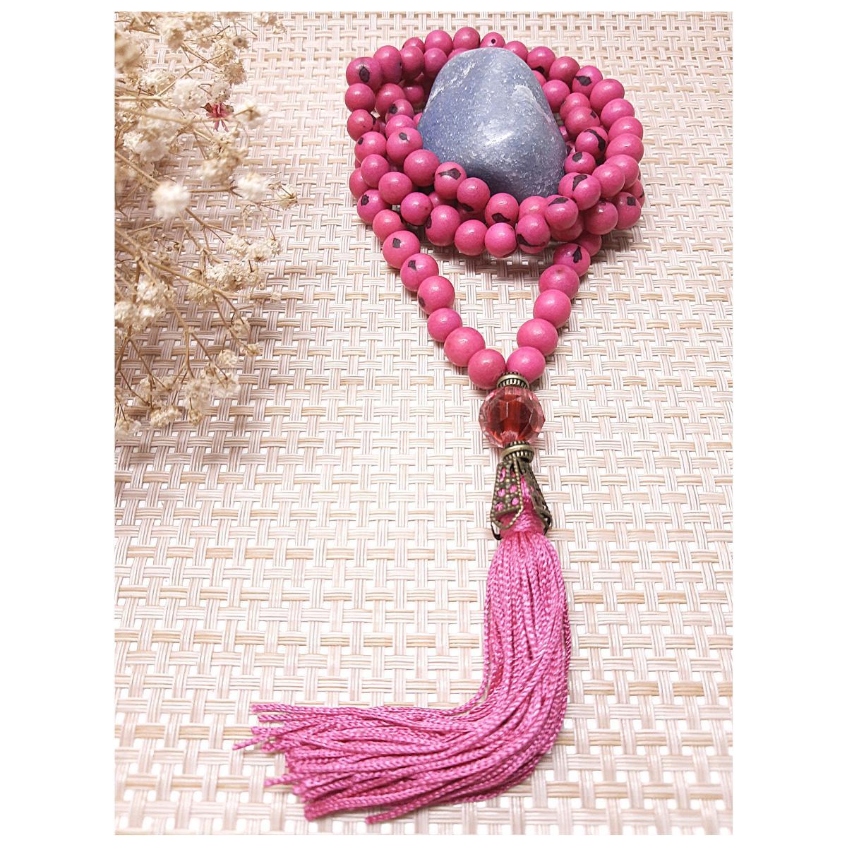 Japamala 108 Contas De Sementes De Açai Cor Rosa Pink Hooponopono