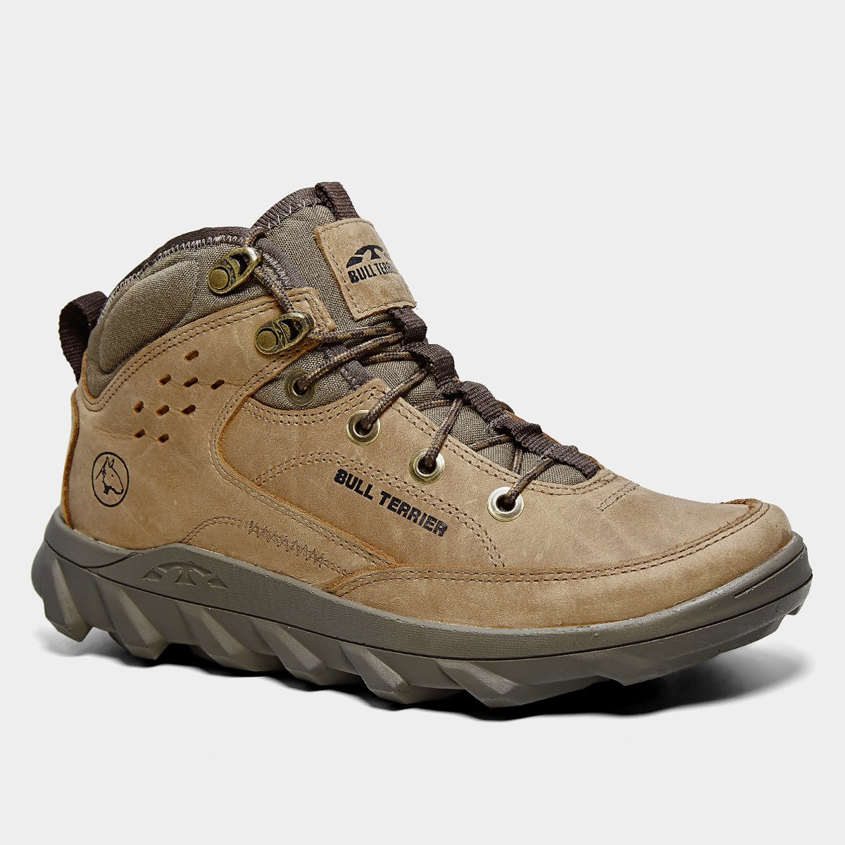 Miniatura Bota Couro Bull Terrier Cargo Masculina Marrom Claro - 40