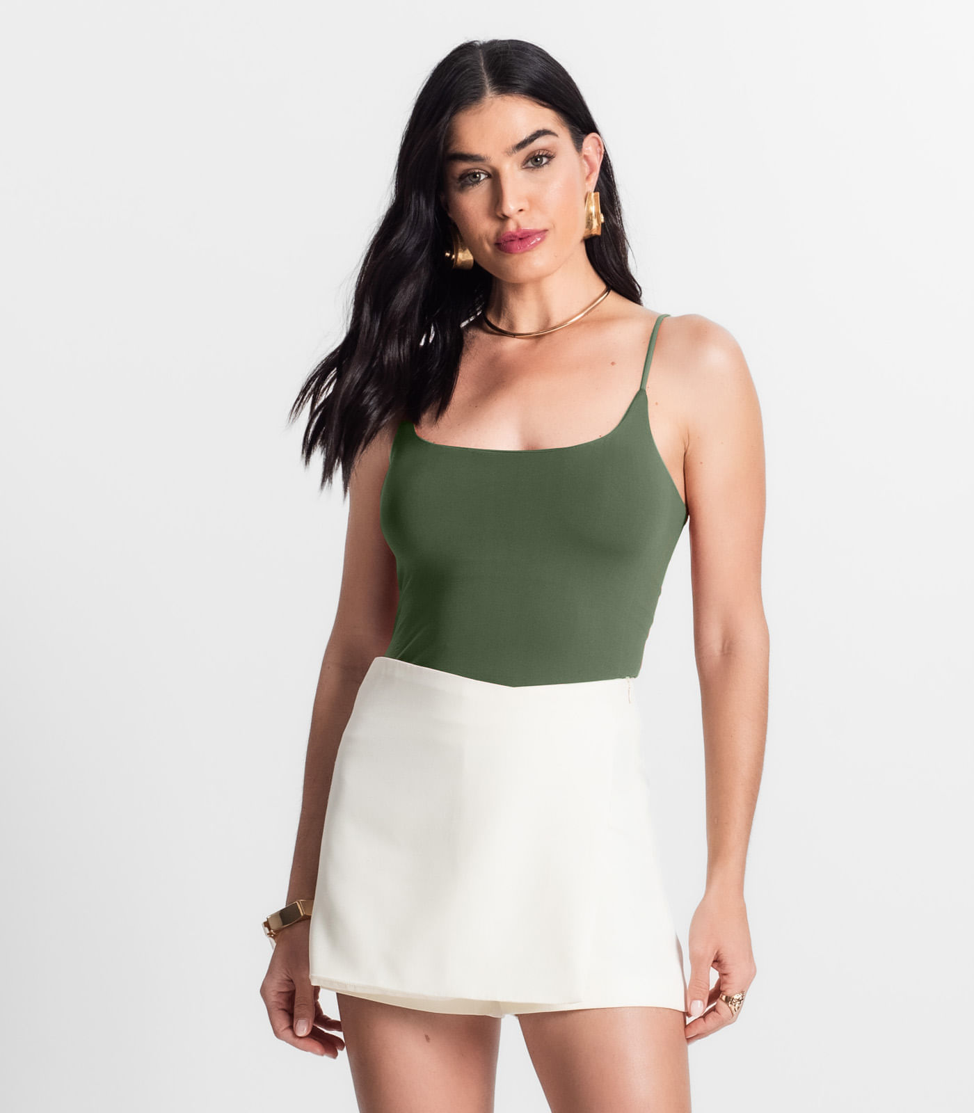 Miniatura Blusa Feminina De Alça Poliamida Style Box Verde G