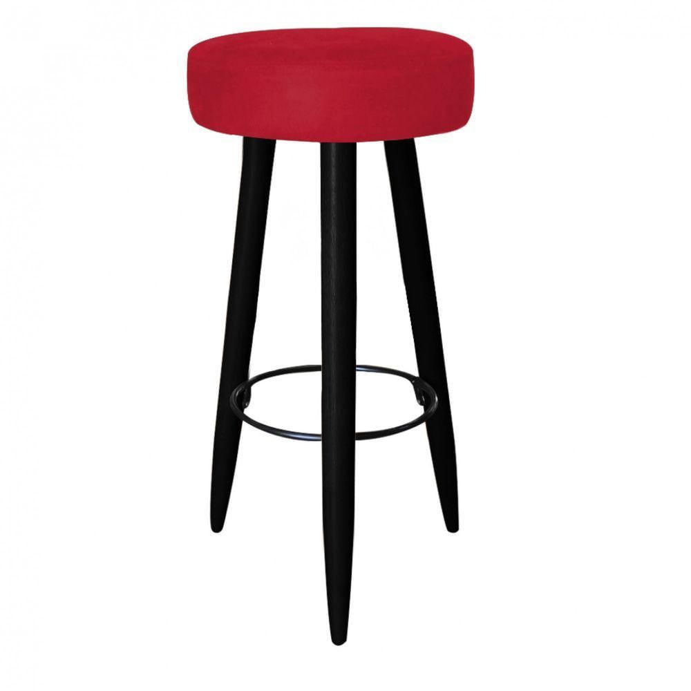 Miniatura Banqueta Alta Lia Para Cozinha Bar Balcão Bistrô Pé Palito Preto Suede Vermelho