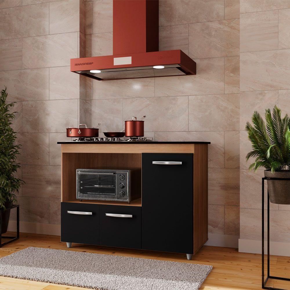 Miniatura Balcão Para Cooktop 4 Bocas Ana Mobbs Savana Preto