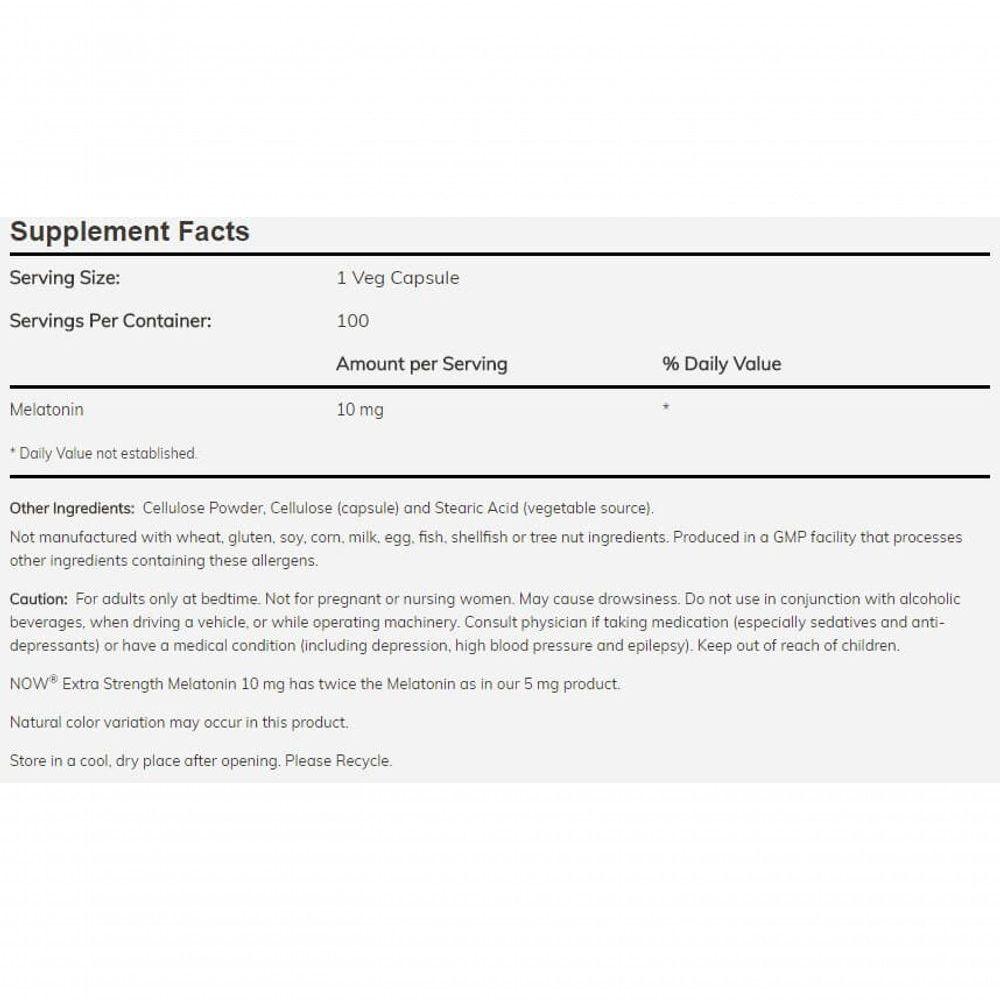 Miniatura Melatonina, 10mg, 100 Cápsulas, Now