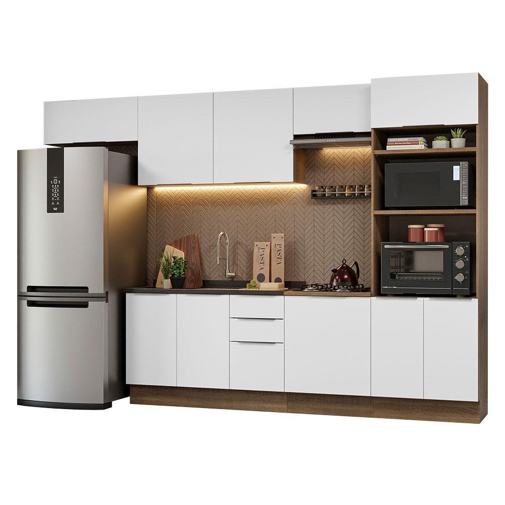 Miniatura Armário De Cozinha Completa 330cm Rustic/branco Stella Madesa 05 Rustic/branco