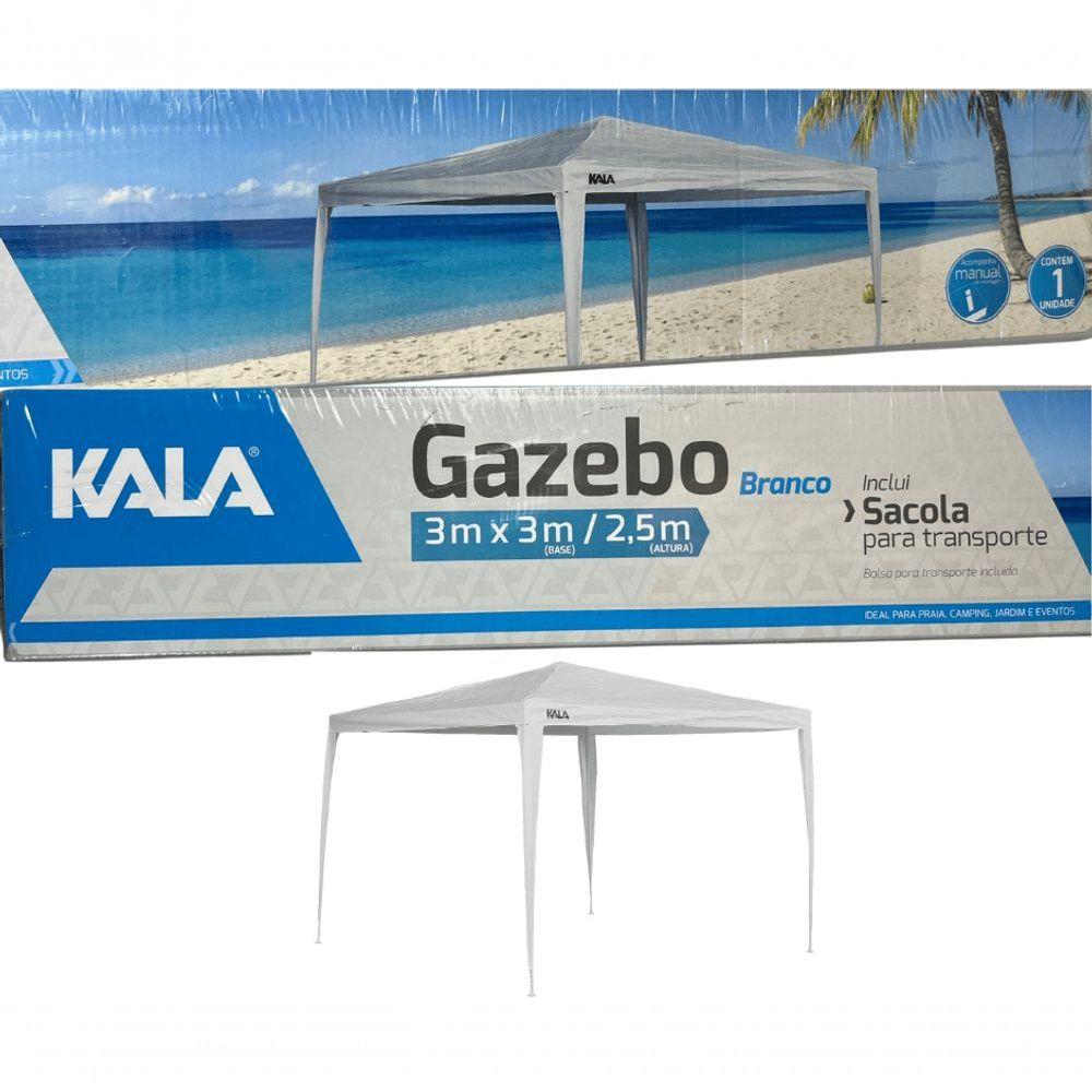 Tenda Praia Gazebo Barraca 3x3 Branca Camping Bco Aço Kala