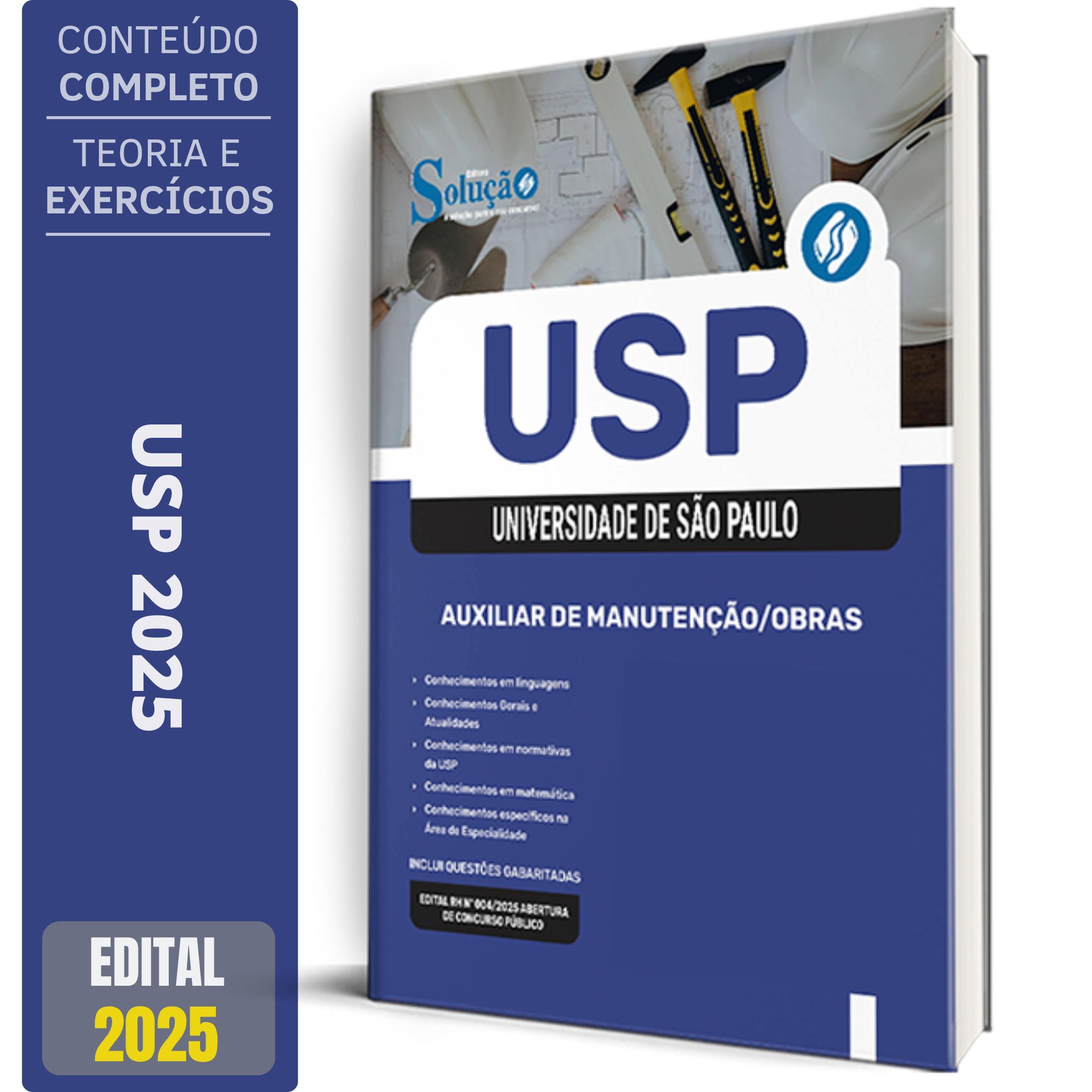 Miniatura Apostila Usp 2025 - Auxiliar De Manutenção/Obras