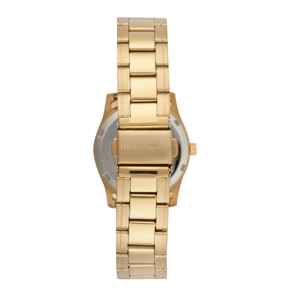 Miniatura Relógio Feminino Dourado Em Aço Cristais
