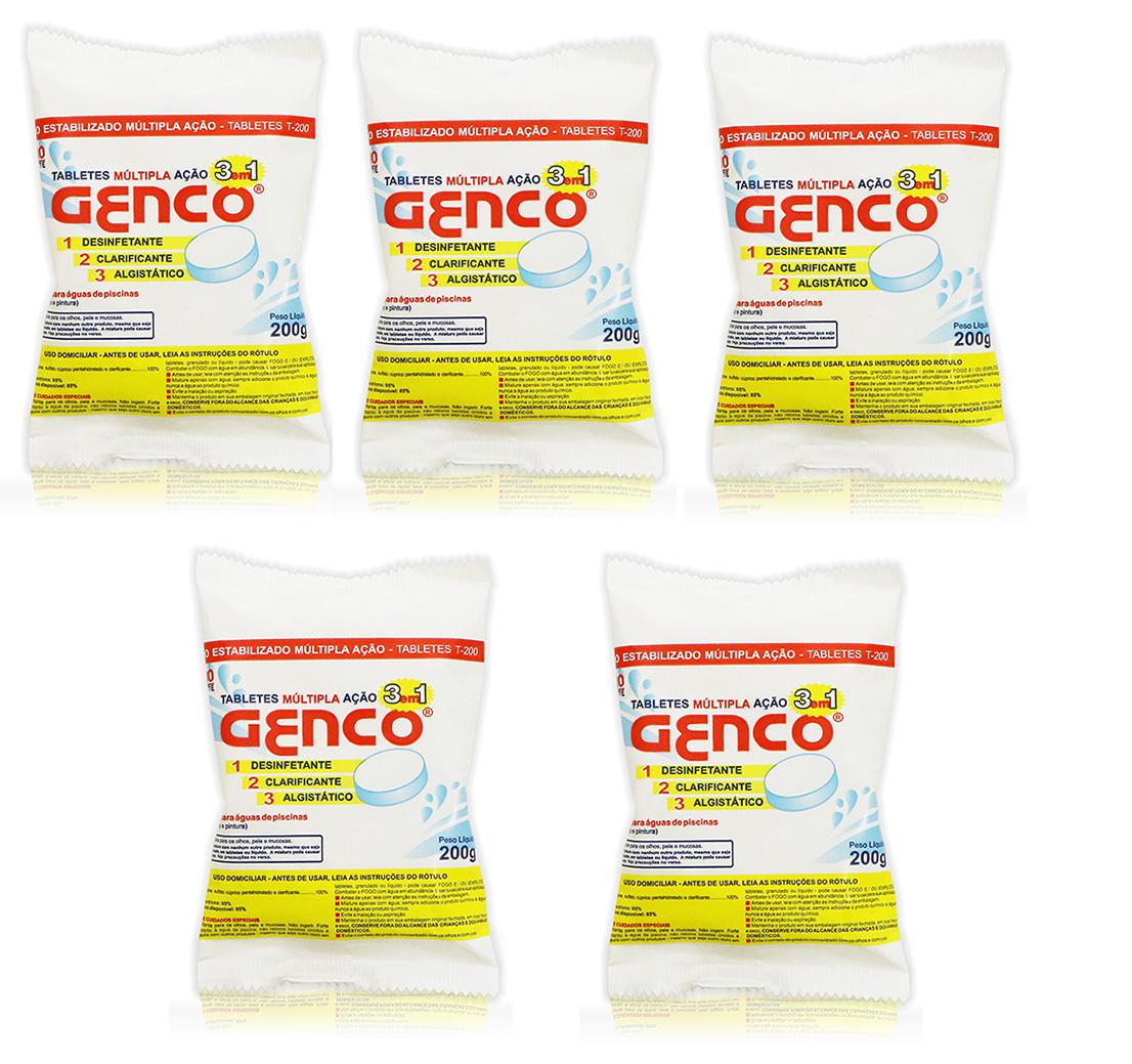 Miniatura Kit 20 Pastilha De Cloro Multiação 3 Em 1 Para Piscina Genco Total - Pastilha - Água - 20 unidades - 200 grs - Cloro - Genco