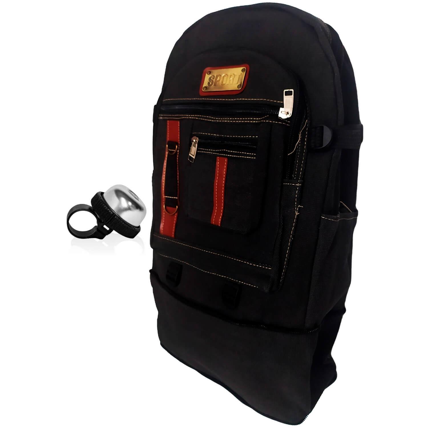 Miniatura Buzina Campainha Bicicleta Trim Trim Mochila Lona Grande