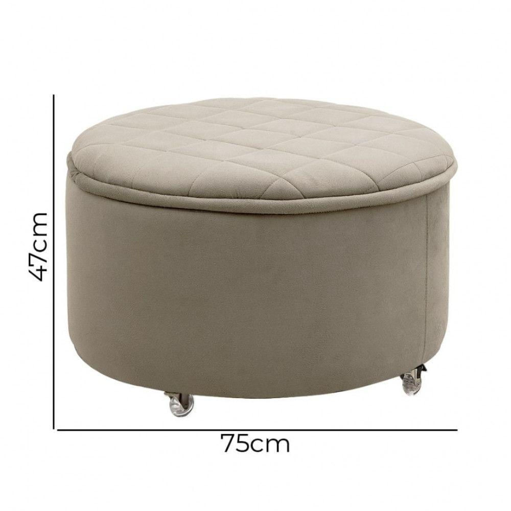 Puff Sapateira Baú Decorativo Zeus Veludo Star Confort Marfim